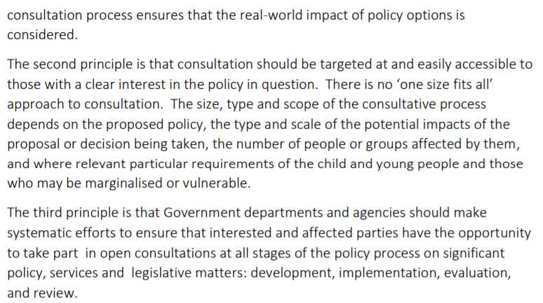 And third, systematic efforts should be made to engage affected parties at all stages of the consultation process. SYSTEMATIC EFFORTS. Here's the relevant passage below 4/And the doc:  https://assets.gov.ie/5579/140119163201-9e43dea3f4b14d56a705960cb9354c8b.pdf