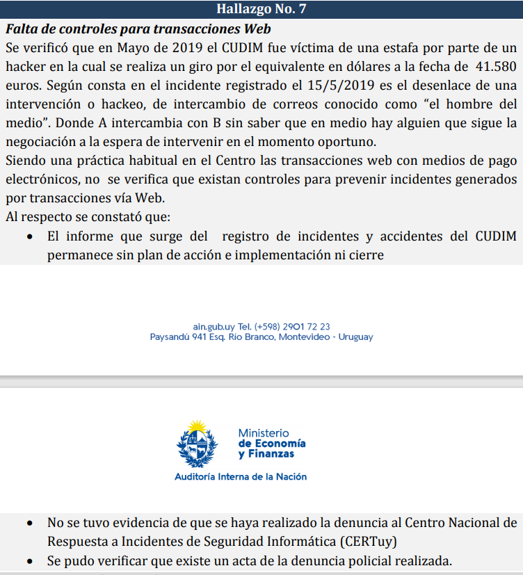 federicod's tweet photo. #Auditorias en el #CUDIM.
41580 Euros por un ataque "man in the middle" que se pagaron a un #hacker.
Esto es tremendo. Esto es #DesidiaYPocoApego en el cuidado de los dineros de todos. https://t.co/8P4aQWpUIr