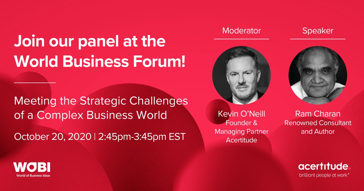 Join our very own <a href="/kevinroneill/">Kevin R. O'Neill</a> and world-renowned business strategist Ram Charan!

Unable to make it? Stay tuned for key takeaways.

#wbfnyc #wobi #brilliantpeopleatwork