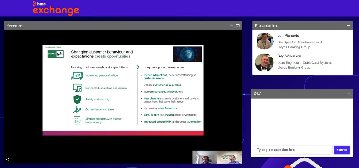 craigmullins's tweet image. Lloyds Banking Group explains what is driving change at their organization at #BMCExchange 2020