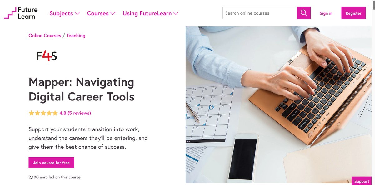 Do you use digital tools to support your career education lessons? Take a look at this free online CPD course from @FutureLearn to learn how to support your students' transition into work, understand their careers options & best chance of success. More at https://t.co/0l7awInoSs https://t.co/br92UYSCm0