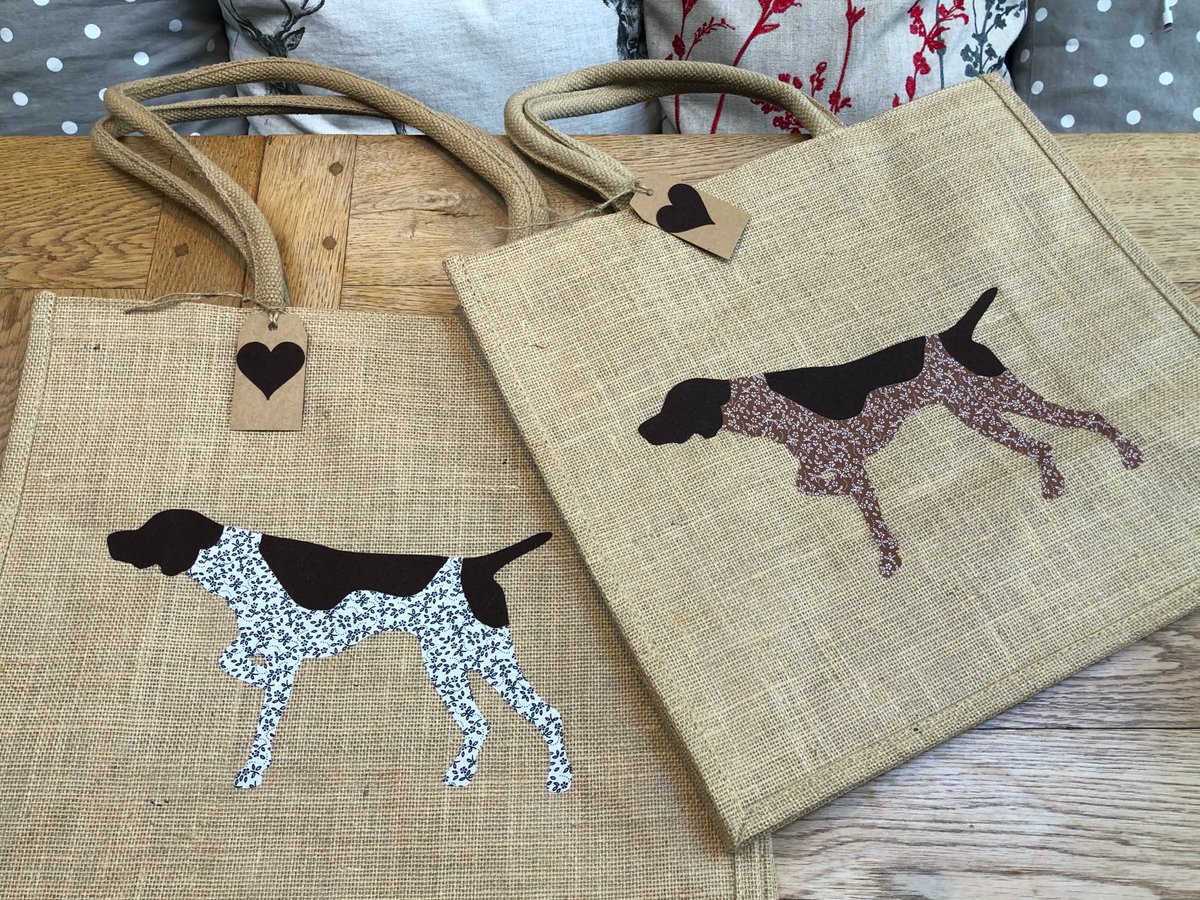 dorkingcorrie's tweet photo. Always popular and still one of my personal favourites, the German Shorthaired Pointer bag.  Two out of the four colour versions are going out amongst todays orders
#gsp #gsplove #gsplife
https://t.co/o9BBOHsCbF https://t.co/qjZlbWxLPm