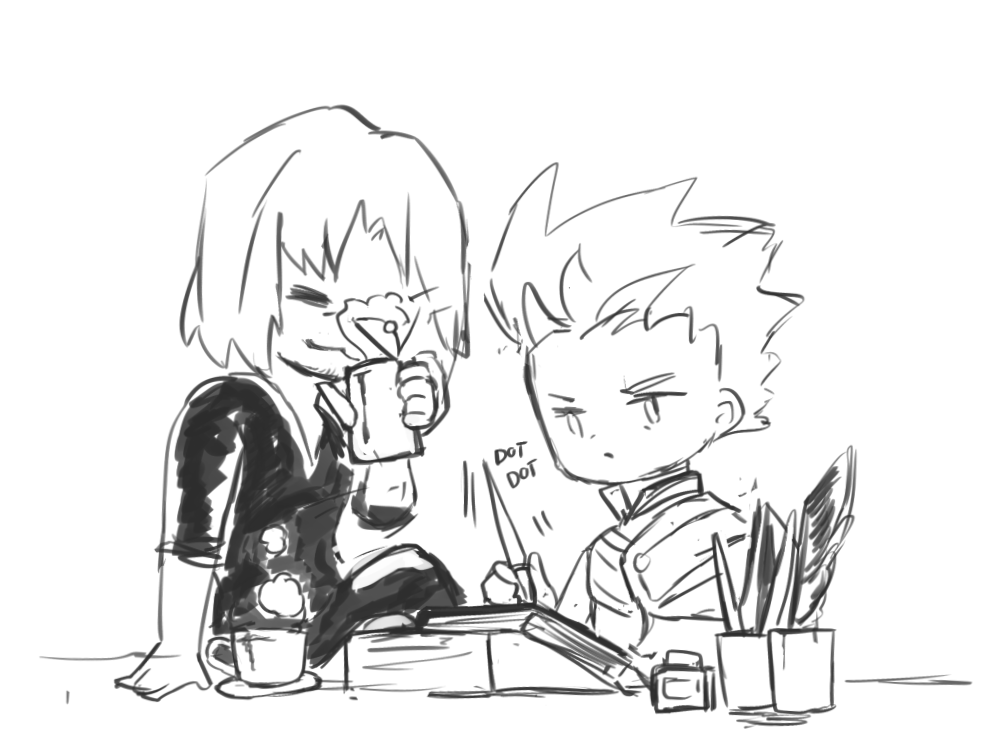 i hope he could decor book cover with an old man watching him again, and this time he had tea XD