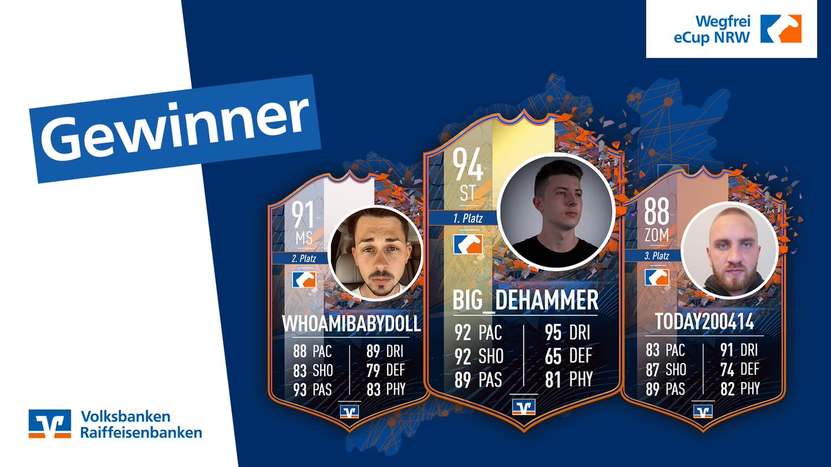 Beim "Wegfrei eCup NRW" konnte ich den Qualifier der "Volksbank Düsseldorf - Neuss" für mich entscheiden und bin somit als Sieger beim Finalturnier im Januar dabei, wo es um 2500€ gehen wird.

Für den 1.Platz habe ich noch FIFA Points im Wert von 100€ bekommen 💰🥇🏆