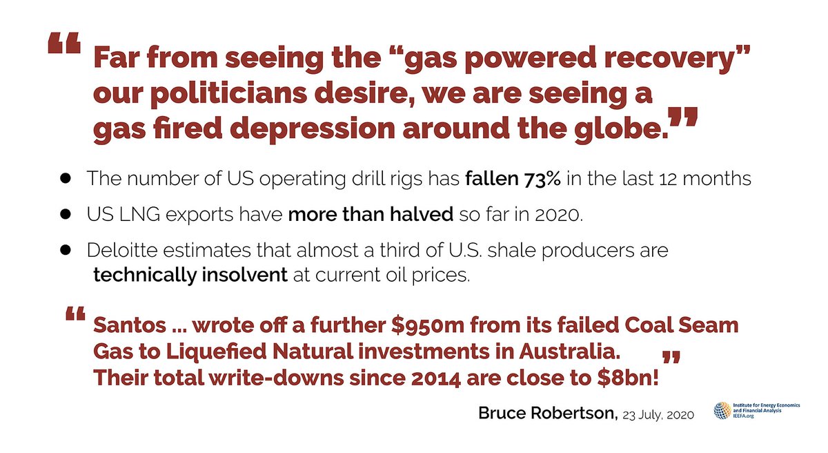 IEEFA: The very last thing the world needs is more gas.Globally, the gas industry is in recession, and Santos just wrote off $950m. Their total write-downs since 2014 near $8bn!Investors flee the gas industry, investment is going to renewables. https://ieefa.org/ieefa-update-australia-sponsors-a-failing-gas-industry/