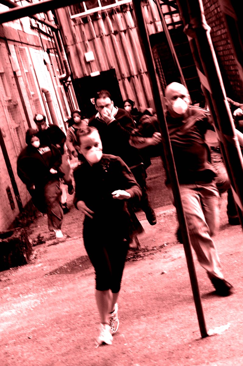 AtticDoorPro's tweet photo. Crikey!  Here's a promo shot from our improvised show 'Safe?' about a virus from back in 2009...fast forward 12 years and this could be something off todays news https://t.co/UUqulS40jA