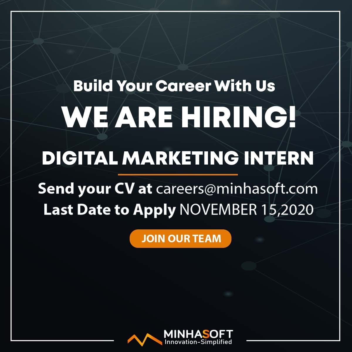 minhasoft's tweet photo. It's the time to show your skills.  We're Hiring DIGITAL MARKETING INTERN. Come join us and work with the best.
#employment #jobsearch #jobvacancy #career #work #hiringnow #jobinterview #minhasoft #DigitalMarketingIntern #experience #skills #timetojoin #lifeofminhasoft https://t.co/yx7FOFsfwc