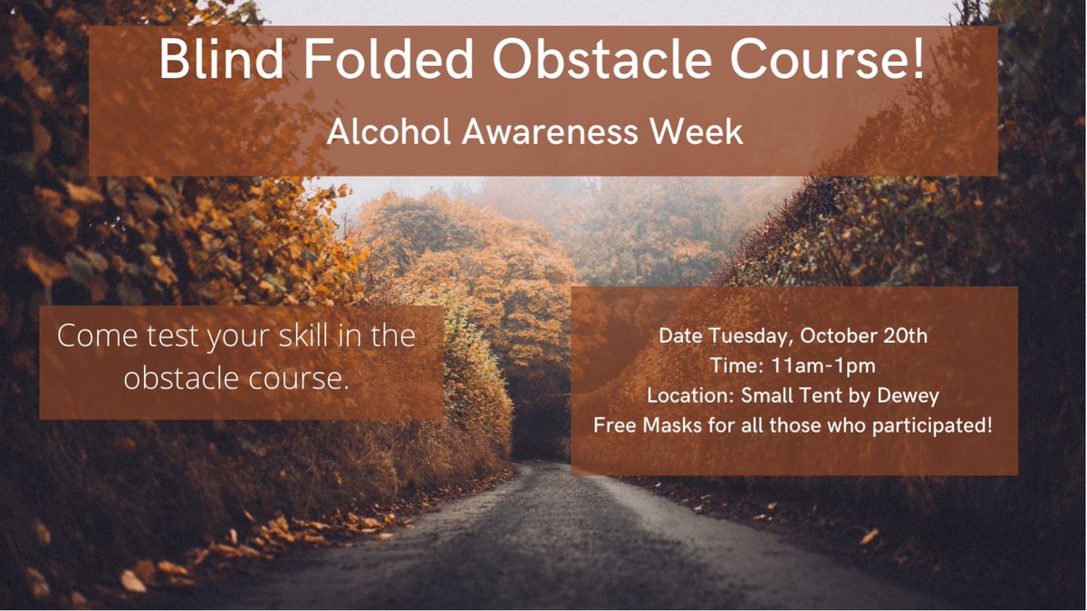 Come to the small tent on the quad to test your skills at doing an obstacle course blind folded. Starts at 11am