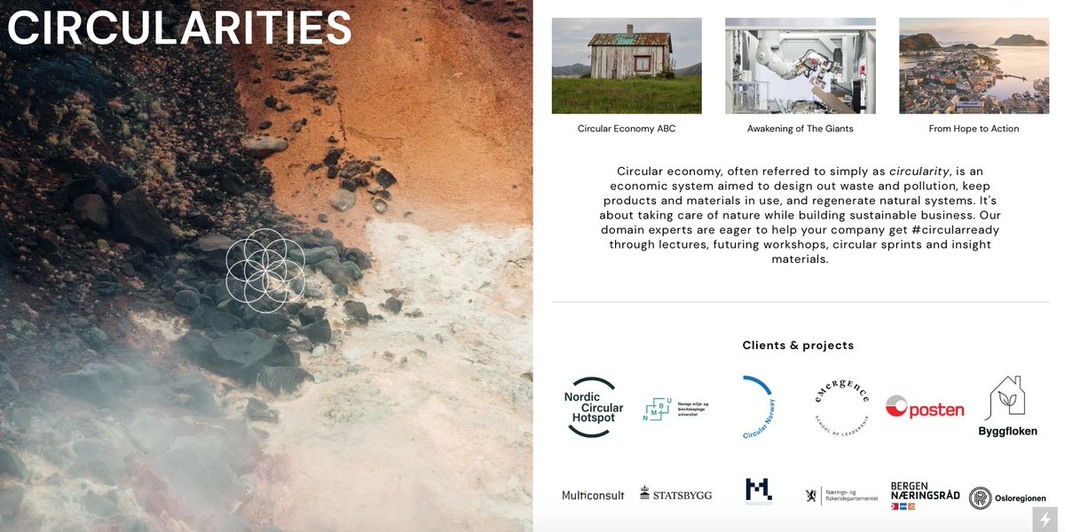 HotspotNordic's tweet photo. Congrats to #CIRCULARITIES on your brand-new Web site! This #Oslo-based #CircularStrategy Lab helps you transition from the linear to a #circulareconomy. Co-founders @CathrineBarth & @ungeholthe are also 2 of our Managing Partners https://t.co/f55CsXBig8 #circularready #Norway 🇳🇴 https://t.co/f91aoghz44