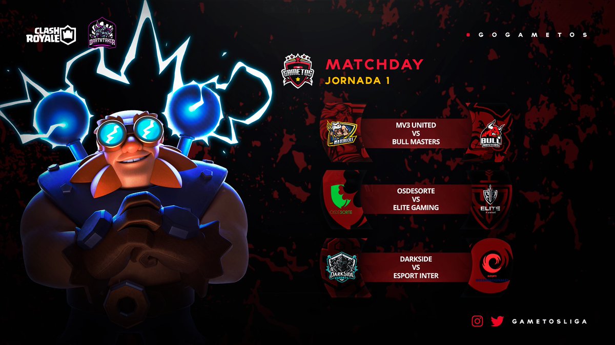 Liga Gametos - Clash Royale (@gametosliga) on Twitter photo #MatchDay
Jornada 1
<a href="/MV3United/">Mav3ricks Esports Club</a> Vs <a href="/BullMastersOn/">ϺϺCrpytoᅠᅠᅠᅠᅠᅠᅠᅠᅠᅠᅠᅠᅠᅠᅠᅠᅠᅠᅠᅠᅠᅠᅠᅠᅠᅠᅠᅠᅠᅠᅠᅠ</a>
@OsDeSorteTeam Vs @EliteGamingCL
<a href="/DarkSide_ES/">DarkSide Esports</a> Vs <a href="/EsportsInterna/">internationals Esports</a>
#GametosCup #MatchDay
Jornada 1
<a href="/MV3United/">Mav3ricks Esports Club</a> Vs <a href="/BullMastersOn/">ϺϺCrpytoᅠᅠᅠᅠᅠᅠᅠᅠᅠᅠᅠᅠᅠᅠᅠᅠᅠᅠᅠᅠᅠᅠᅠᅠᅠᅠᅠᅠᅠᅠᅠᅠ</a>
@OsDeSorteTeam Vs @EliteGamingCL
<a href="/DarkSide_ES/">DarkSide Esports</a> Vs <a href="/EsportsInterna/">internationals Esports</a>
#GametosCup