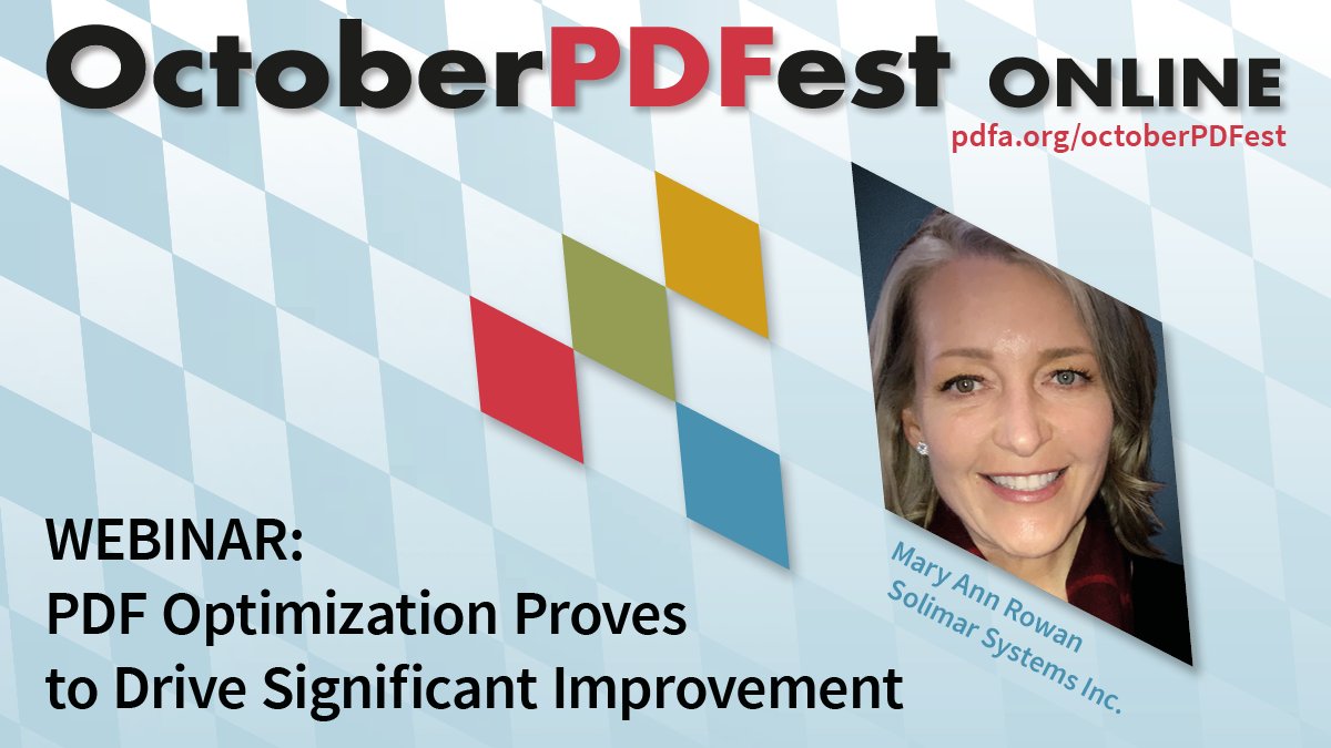PDFAssociation's tweet photo. On October 26 learn about how #PDF optimization can drive improvements in operational efficiencies and costs in a webinar by @SolimarSystems. https://t.co/mJ3ly2oPtE #OctoberPDFest https://t.co/LPPfpUQV4d