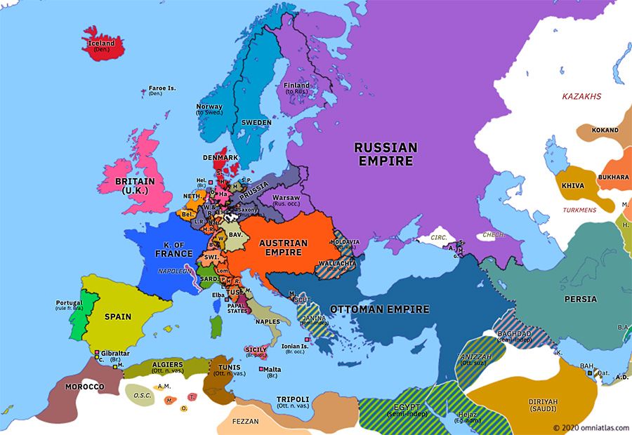 map of europe 1805