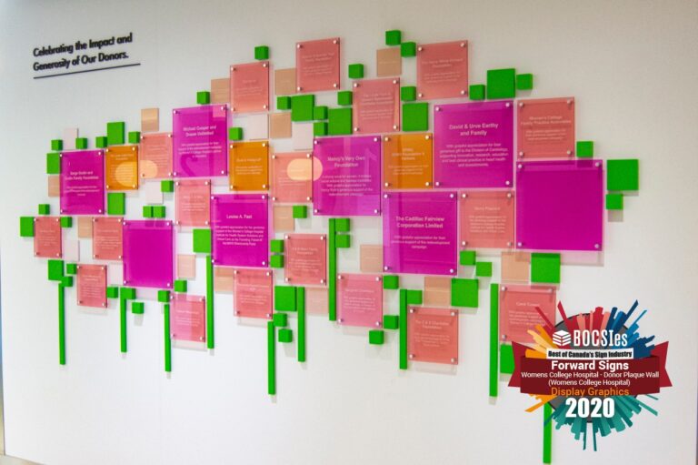 ForwardSign's tweet image. Forward Signs is proud to be one of the 2020 Best of Canada’s Sign Industry Awards Winners: 
Display Graphics
Women’s College Hospital –Donor Plaque Wall
sac-ace.ca/sign-expo-cana…