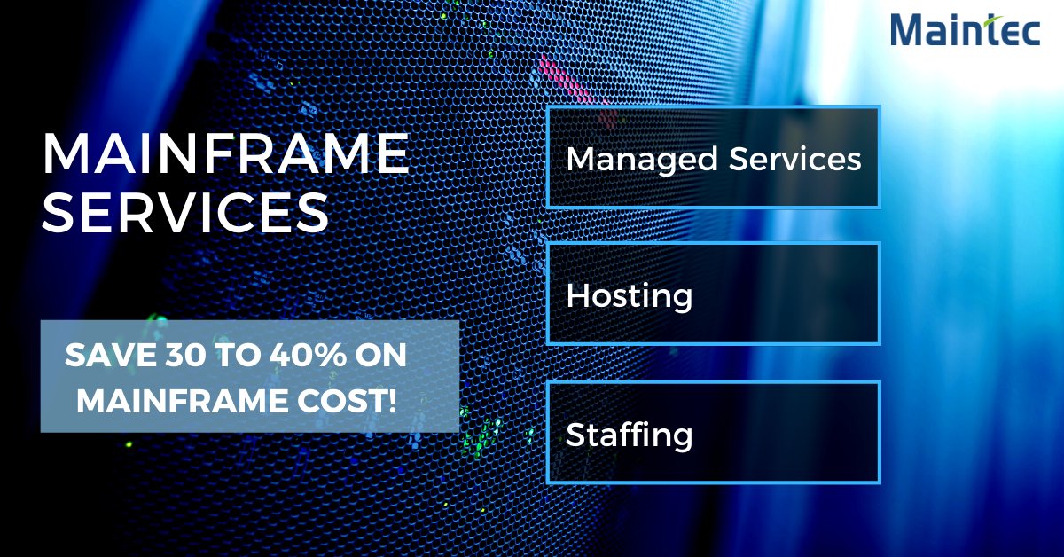 Maintec_Tech's tweet image. Let Maintec bridge the skill gap &amp;amp; reduce your TCO by 30-40% by leveraging highly skilled Mainframe Systems Admin, DB2 DBA, CICS &amp;amp; Security Specialists, Operators, Batch Scheduler with 7*24*365 Support Services.
lnkd.in/essAqs9
#mainframe #ibmmainframe #mainframeservices