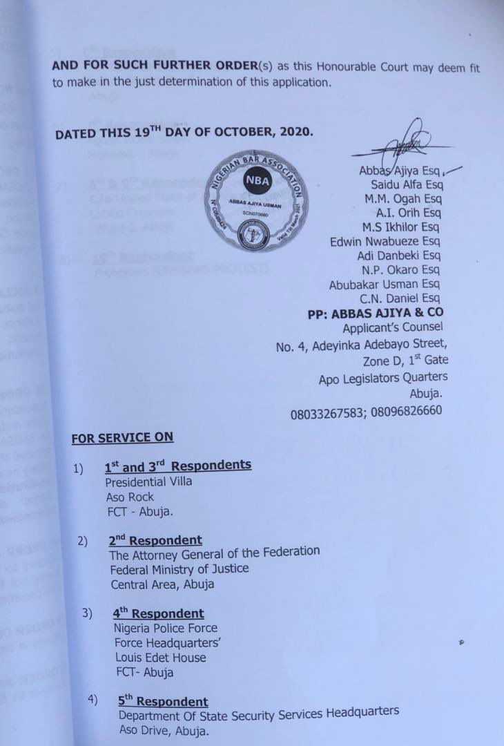 adamugarba's tweet image. Dear @jack,

Here’s your motion of notice, a fine of $1Bn dollars in favour of Federal Republic of Nigeria, as a compensation for lost of lives, properties &amp;amp; convenience as a result your active support for funding of #EndSARS after the issues is been attended to by the Government