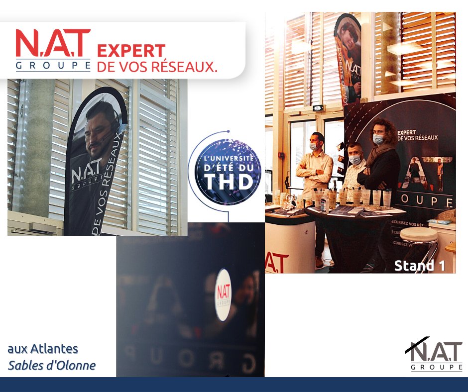 GroupeNAT's tweet image. Le @GroupeNAT vous présente aujourd’hui et demain les solutions réseaux lors de l&apos;Université d&apos;été du #THD : #FTTH #Telecom #fibreoptique #DTDICT #formations #détection.

L&apos;équipe vous accueille stand 1, @LesAtlantes  - Sables d&apos;Olonne.

Et ne repartez pas sans votre souvenir 📷