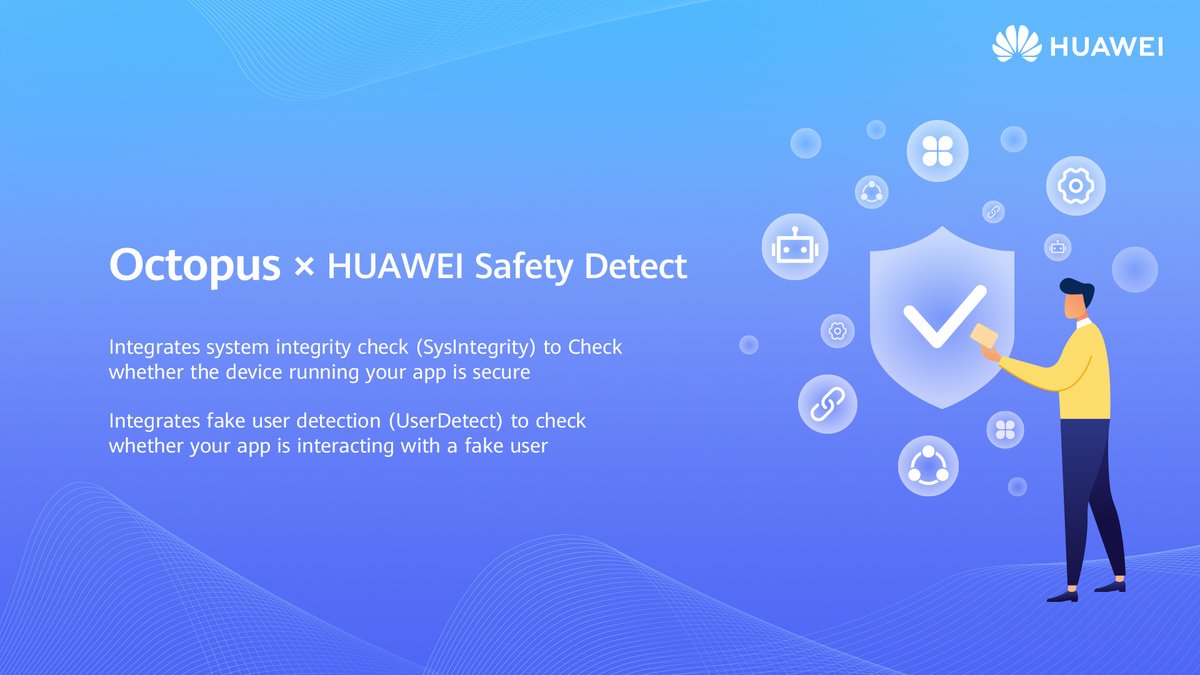 Huawei_devs's tweet image. What do we need to prepare for travelling &amp;amp; living in Hong Kong? Octopus! By Integrating with HUAWEI Safety Detect, Octopus can:
✔️prevent fake registrations
✔️effectively check whether the device running your app is secure
Learn more: bit.ly/3dI38vT
#HWDevCase #HMSCore