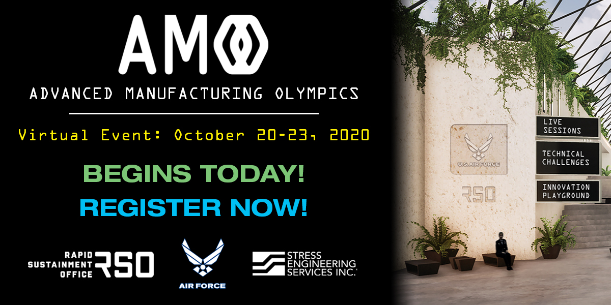 The USAF Advanced Manufacturing Olympics #AMO2020 begins today! Join us at this free, virtual gathering (Oct. 20-23) for technical experiences, cutting-edge speakers, peer networking and more. Visit us in Hall 4 of the Virtual Expo. Register for free at: zcu.io/FW6n