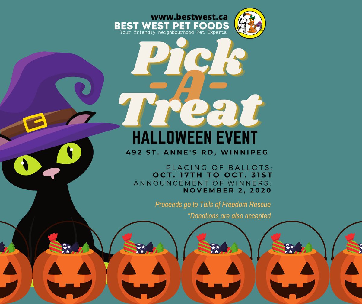 RT https://t.co/X3m15Szl2v We have an event in our Best West Pet Foods St. Annes location! Visit us in-store on or before Oct. 31. #bestwestpetfoods #winnipegevents #winnipeg #petsupplies #Ha⦠https://t.co/JVRe8UxetZ