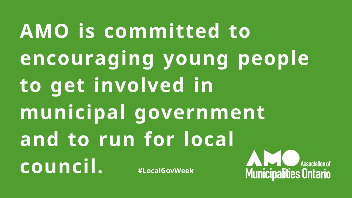 We believe young people should play a bigger role in municipal governments. Our Youth Engagement Strategy sets out how we’re helping to make that happen. #LocalGovWeek amo.on.ca/YourAssociatio…
