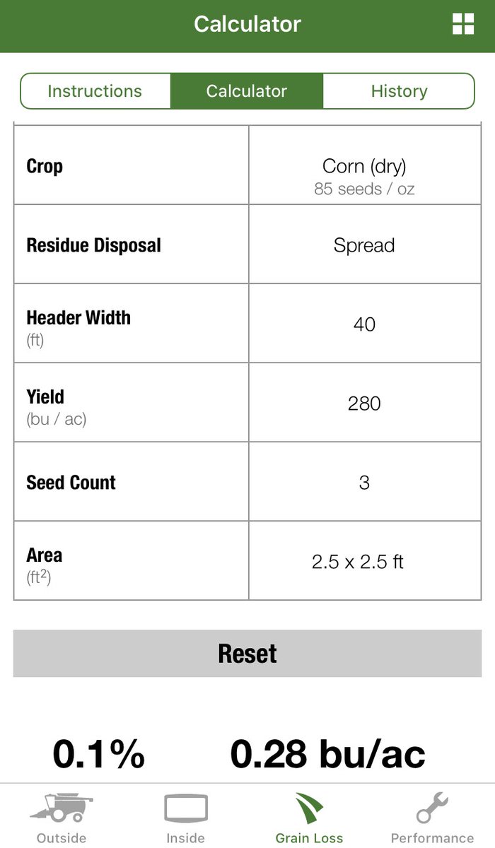 We maintained 1 bu/ac or less loss across the machine determined by  @BushelPlus pan drop test while harvesting and checks with the  @JohnDeere  #GoHarvest app loss calculator in a 30”x30” area. #LandMarkDifference