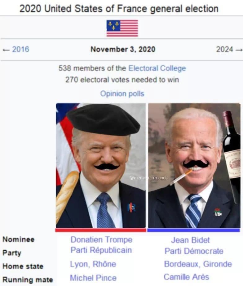 #Election2020 Si - le Mayflower - avait été un vaisseau français 🥖