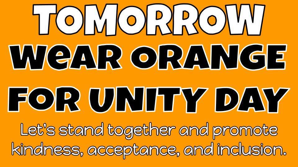 Bryan County Schools is celebrating Unity Day this Wednesday, October 21st. Let's stand together and promote kindness, acceptance, and inclusion.