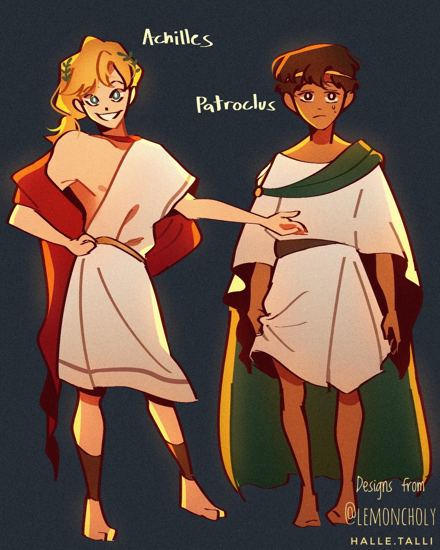 Halle Commissions Close Twitterissa A Lil Adjustment Of Lemoncholy Character Designs Of Achilles And Patroclus From The Book Song Of Achilles And No They Aren T Tommy And Tubbo 2 People Thought It