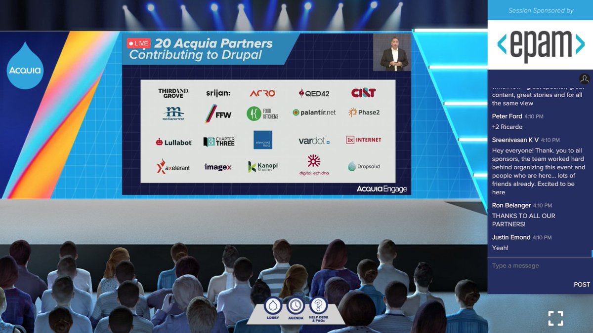 Live from #AcquiaEngage: "Thank you to the Top 20 Acquia Partners who contribute to Drupal."