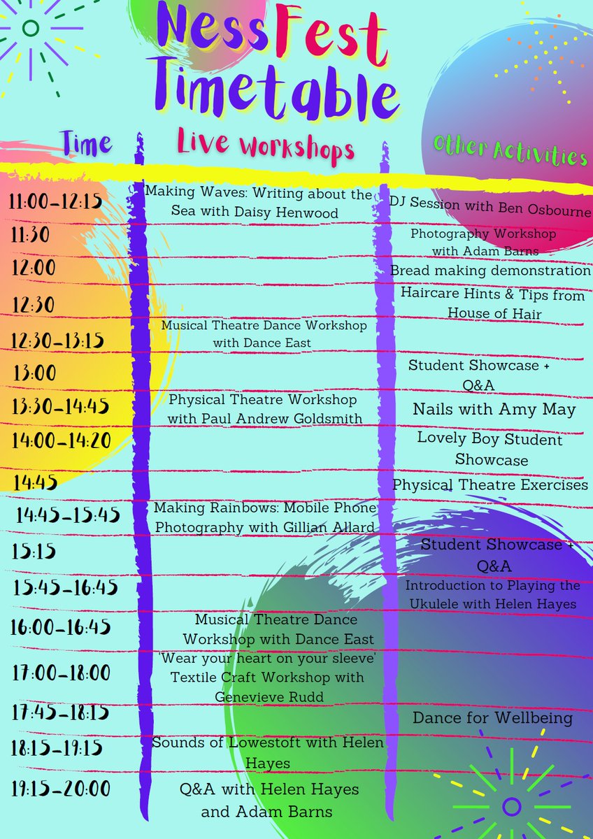 Nessfest is a youth arts festival which is exclusively for young people aged 11-19 years. This year it will take place on the 27th October. 
All the activities are FREE to take part in and are aimed to increase access to the arts!