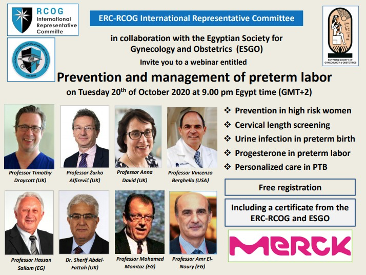 PrenatalTherapy's tweet photo. Delighted to be speaking tonight at this webinar jointly organized by the Egyptian Representative Committee of @RCObsGyn & the Egyptian Society for Gynaecology and Obstetrics (ESGO) on #pretermlabour. >650 delegates from around the world.
https://t.co/oqLs6ZoXQN https://t.co/2kkKxsMakO