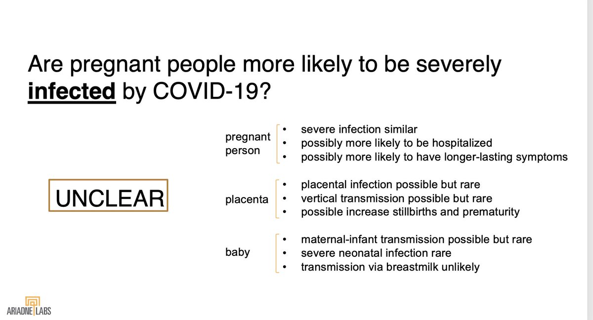 4/ COVID-19 can cause respiratory illnesses, but also theoretically has potential to infect the placenta, fetus, or newbornFortunately, infection of the placenta, fetus, and newborn seems rare and this is very reassuringBreastfeeding is safe