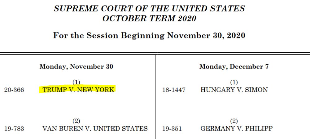 hansilowang's tweet photo. UPDATE: The Supreme Court has updated its Nov. 30 calendar to include oral arguments over President Trump's attempt to exclude unauthorized immigrants from the census numbers used to reallocate House seats
https://t.co/77iRg2pUuU https://t.co/O5ukm7VHOC