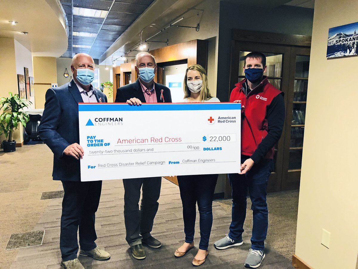 CoffmanEngineer's tweet image. Thank you to our employees for donating to the @RedCross to help those impacted by wildfires and natural disasters. Donations were doubled through a company match totaling $22,000. bit.ly/3dJOGDD @RedCrossNW #RedCross #DisasterResponse #wildfires #HurricaneRelief