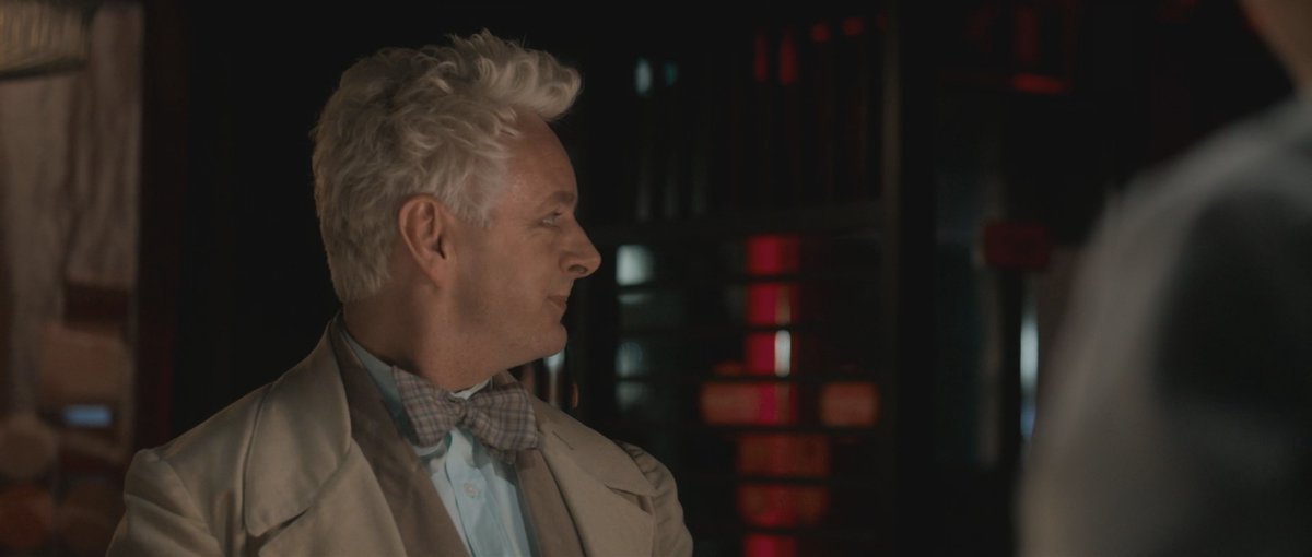 Aziraphale expecting he was about to see Crowley vs when he realize this is Gabriel.