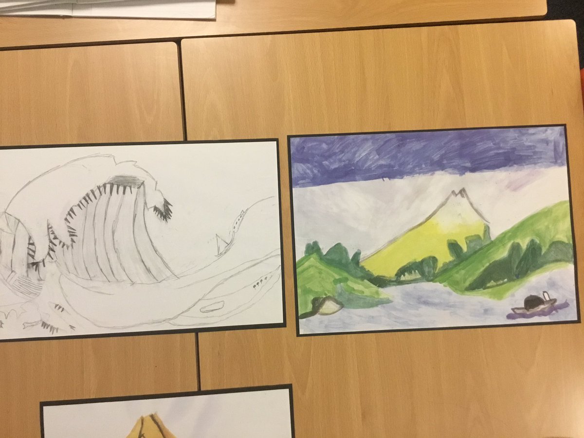 MissBteach29's tweet photo. Some gorgeous pieces of artwork inspired by Hokusai produced in the last two weeks! #curiouscurriculum #artists https://t.co/ma0wFfnOsv