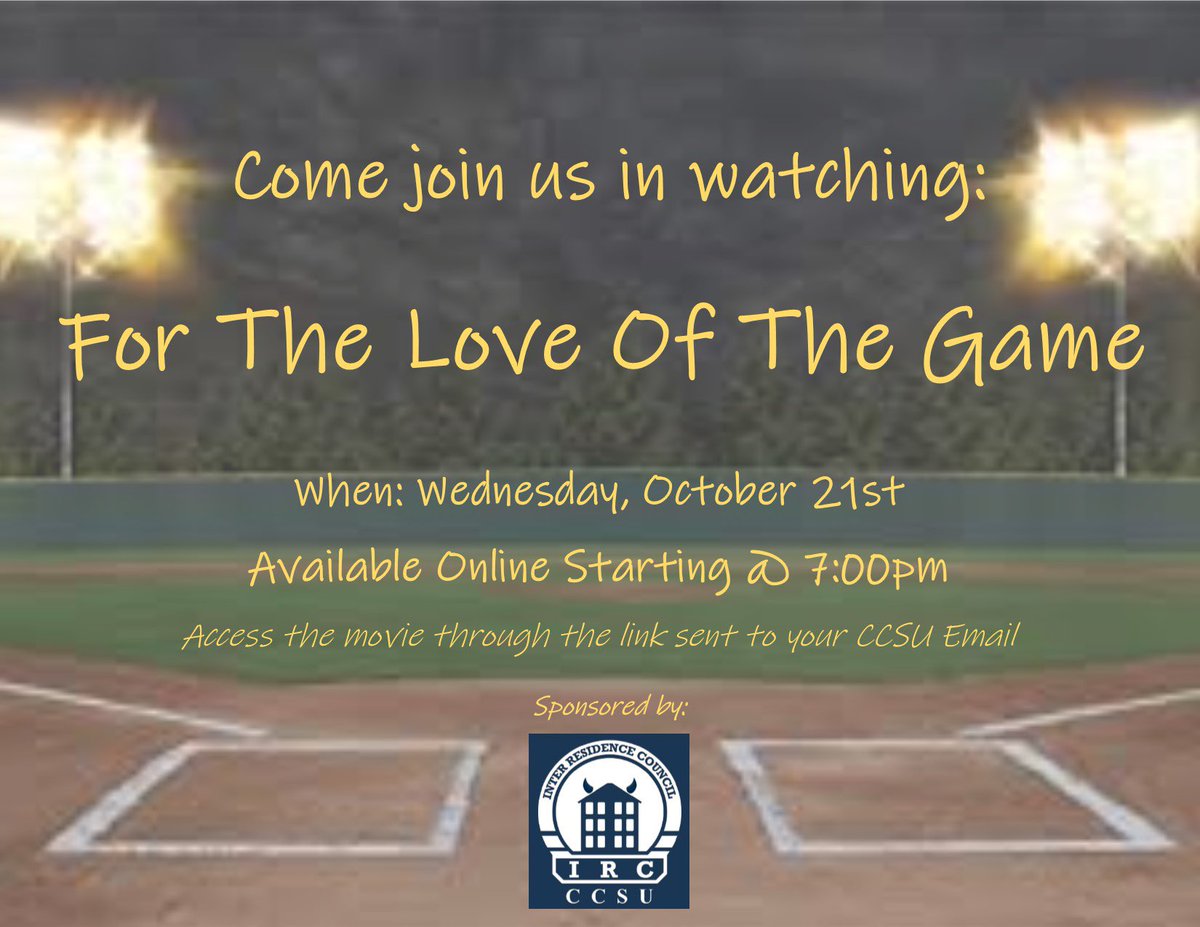 Join IRC tomorrow at 7PM for the viewing of For the Love of the Game to kick off the MLB World Series!