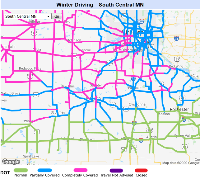 ⚠️ TRAVEL ALERT: Many roads are partially to completely covered with slushy snowfall this afternoon in south central Minnesota. Lower speeds and turn headlights on! #Snow #Travel #MNwx