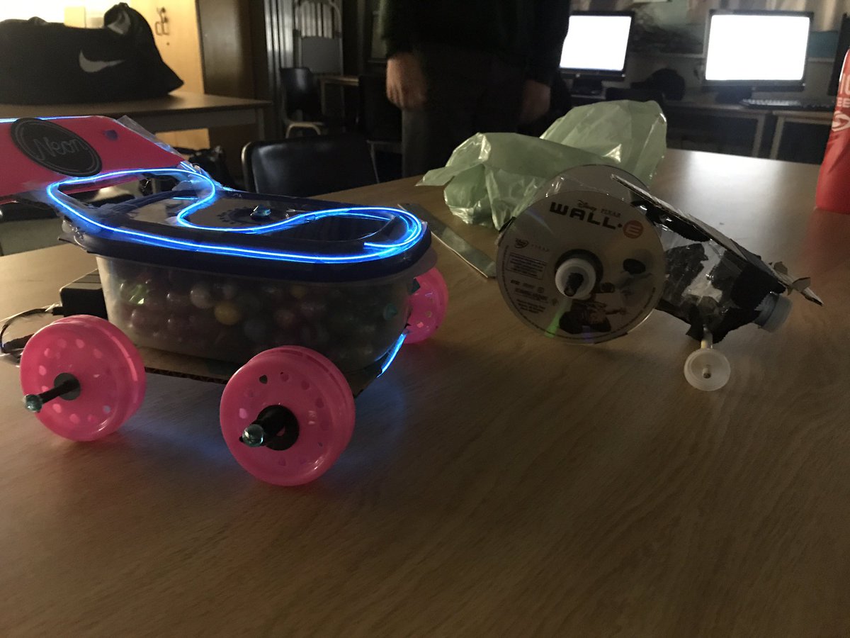 hcwethenorthend's tweet image. Pink Lightning, WALL-E and many more competed in Mr. Swick’s ‘Car Distance Challenge.’ Very cool but definitely needs a better name. #WeTheNorthEnd #vroomvroom #workinmotion #itsallaboutthename