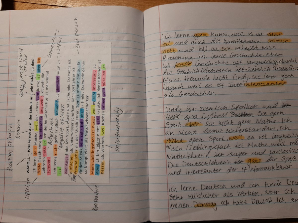 bolhs_mfl's tweet photo. Amazing writing about school and subjects from Year 8s in German this week! 
#dieSchule  @BOLHS_Year8 https://t.co/RGPnywHOWR
