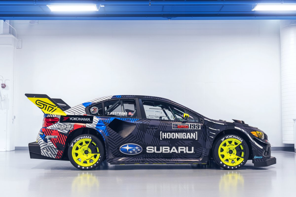 subarums_usa's tweet photo. #LiveryReveal 
🔥 Say hello to our new friend! This is the wildest #Subaru #STI ever built and it was made just for #Gymkhana! 

Livery designed by @TheHoonigans, @subaru_usa &amp; @TravisPastrana 
Built by Vermont SportsCar. 
Tires supplied by @YokohamaTC. 
Photos by Andrew Link https://t.co/M8Qpb15Bvb
