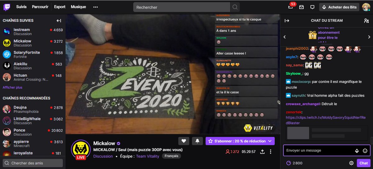 alys_setna's tweet photo. Après 4h30, ce puzzle #ZEVENT2020 est enfin fini ! Détruit en quelques secondes malheureusement 😭 https://t.co/P98HQCUXMz
