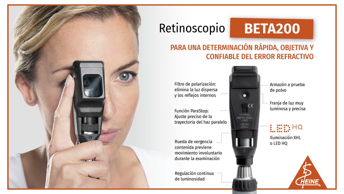 Retinoscopio BETA200 con ParaStop Posee la más moderna óptica para un reflejo de fondo excepcionalmente claro y una detección más simple del punto de neutralización. . #Heine #Retinoscopio #oftalmólogo #oftalmo #heine #clinica #ojos #hospital #EquiposeInsumosOftalmológicos