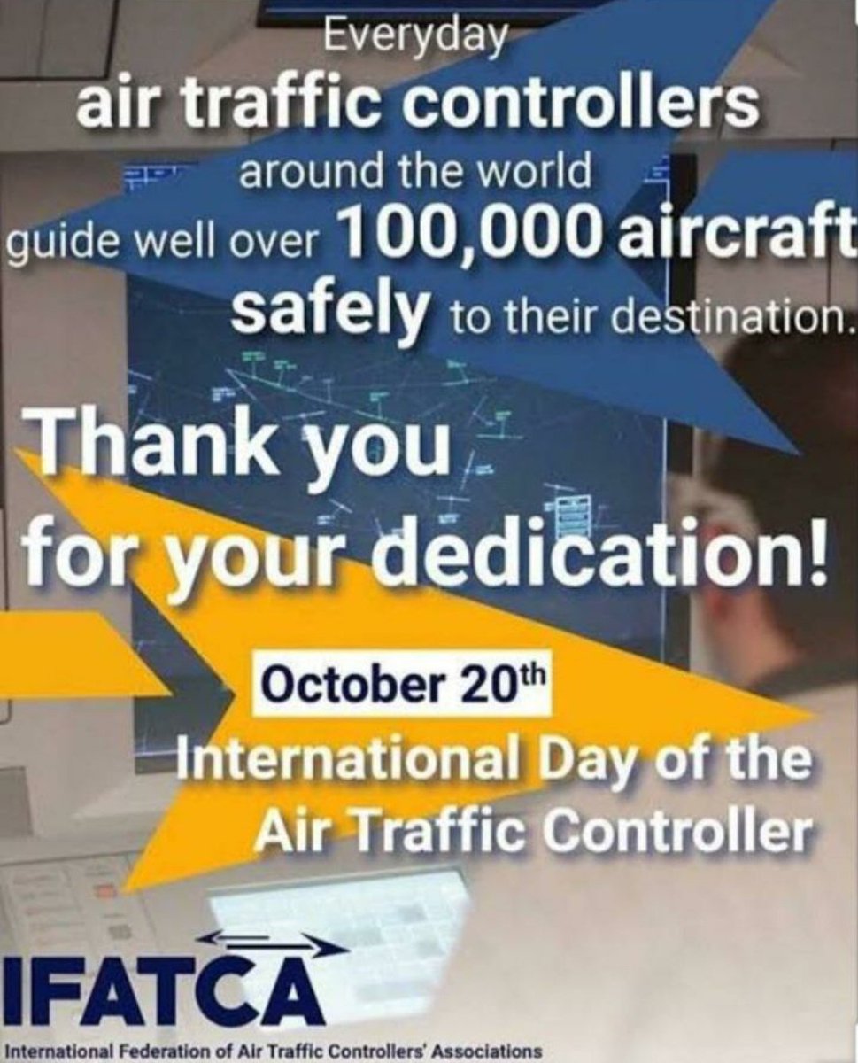 Greetings to Air Traffic Controllers on the occasion of  International ATC Day.

Always alert &amp; vigilant, these professionals are at the core of streamlined, safe &amp; efficient air travel.