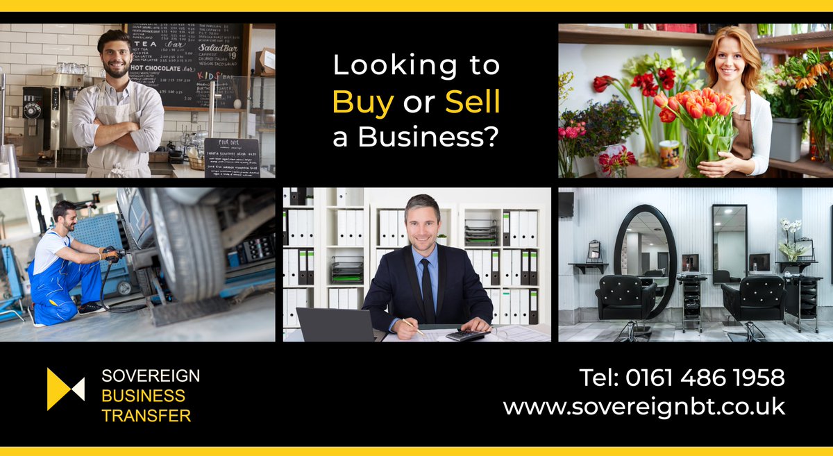 Are you considering selling your business? We can help. Call us on 0161 486 1958 or request your free valuation here  👉 sovereignbt.co.uk/request-a-valu…

Looking to buy? See all our businesses for sale here 👉 sovereignbt.co.uk/businesses-for…

#GreaterManchester #Manchester #Stockport #Cheshire