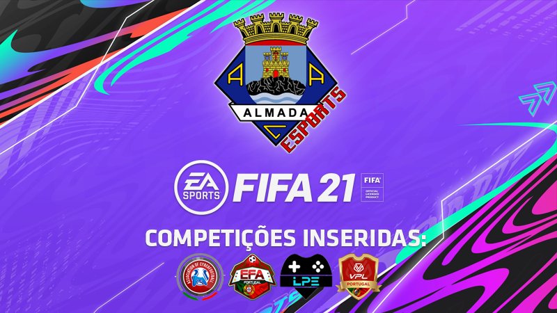 <a href="/AlmadaEsports/">Almada Atlético Clube eSports</a> informa os seguidores q vai disputar, no FIFA 2021 Pro Clubs.<a href="/EsportsEfa/">EFA ESports</a>, @VPLPortugalPS,  LPE ,  e ACF Portugal.Em todas elas o objetivo é o mesmo,jogo a jogo no caminho da Vitória, com dedicação,orgulho e humildade. 
Carrega Almada Atlético Clube eSports 💙💙💙🇵🇹