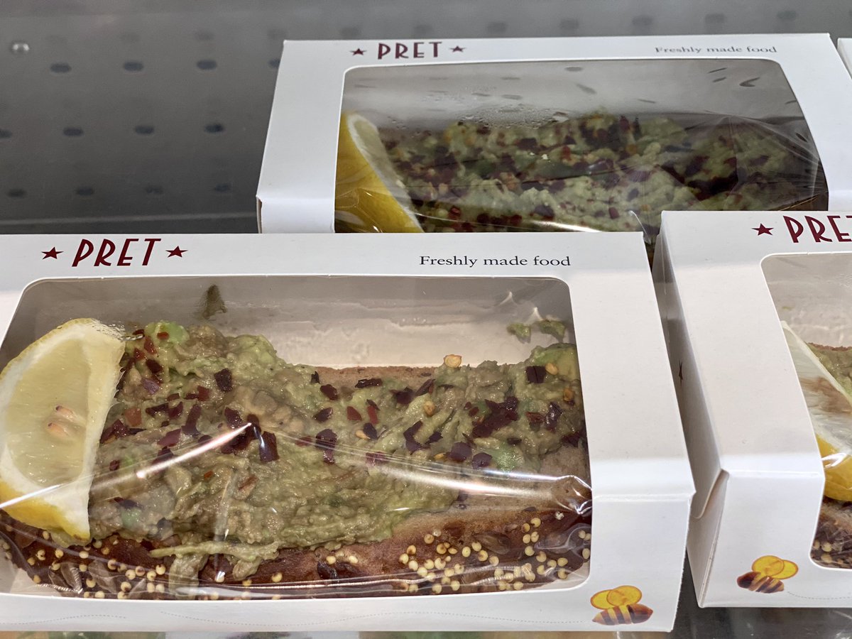 bigbottom's tweet image. Lovin’ ‘brown is the new green’ look for Pret’s open avocado sandwich at Gatwick Airport. I know things are pretty tough but for fucks sake we don’t need the food to look miserable too!  @Pret_uk #dobetter #standardsslipping #usedtobeokay #avocado #Shrek #kermit #yougetthepicture