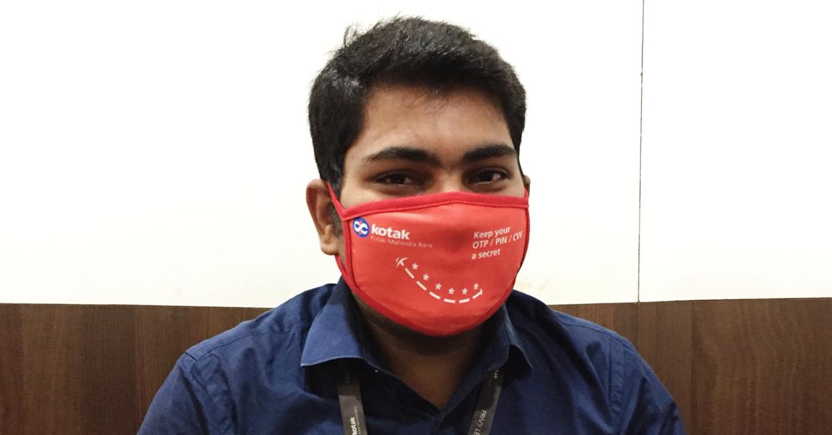 KotakBankLtd's tweet photo. To help people stay safe against KYC and UPI-related frauds, our initiative reminds people to never share banking details. Through our campaign, we distributed masks to our employees and customers to educate them, so they could spread this awareness further.  
#CyberSecurityMonth https://t.co/pVM1OFjJaR