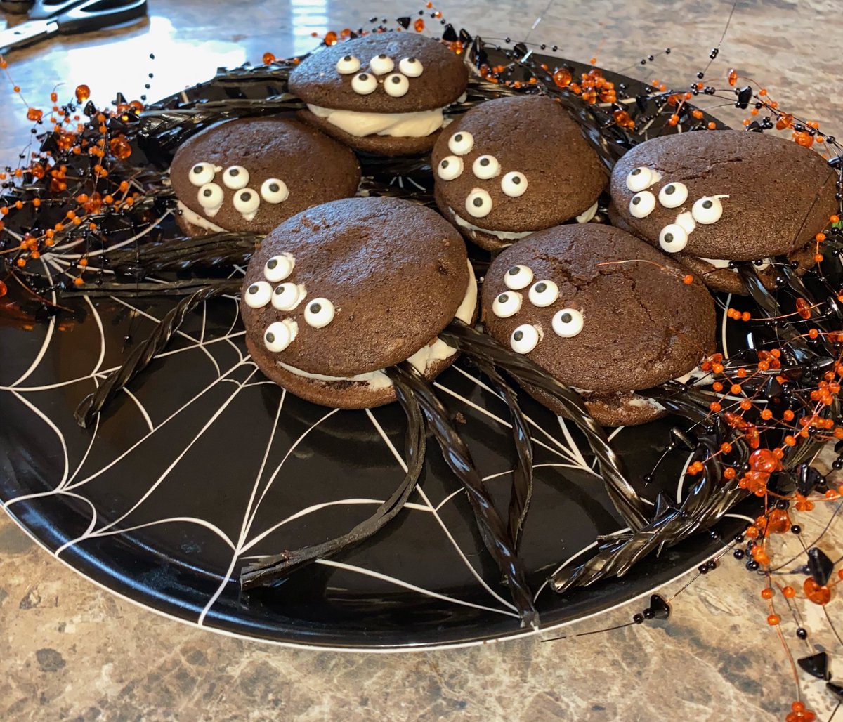 Halloween bake-off! Like your favorite dessert! Team Boo Crew - Spider Whoopie Pies!