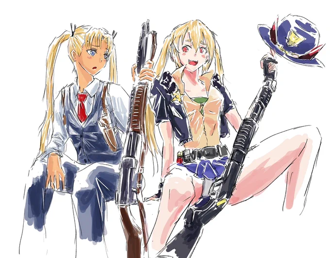 【ドルフロxガンスリンガーガール】不良&優等生 #ドールズフロントライン #少女前線 #ドルフロ #少女前线 #ガンスリンガーガール #トリエラ #M870(ドールズフロントライン) https://t.co/pOUN5L10BC 